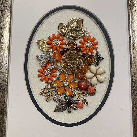 ORIGINAL JEWELRY ART COLLAGE IN FALL COLORS. UNIQUE HANDMADE OOAK GIFT 💝 IDEA - Picture 15 of 16